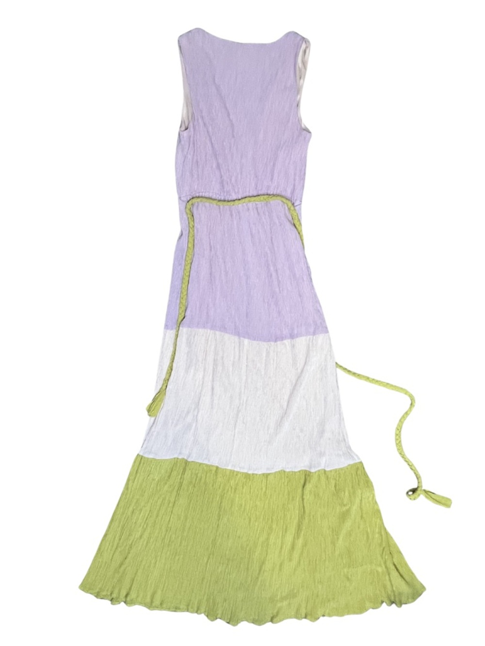 Flying Tomato Colorblock Maxi Dress Small Lavender Green Boho Resort Wrap Style